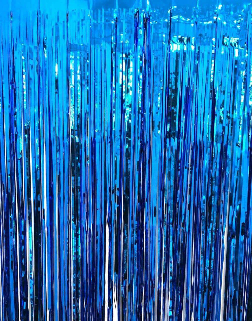 Cortina Metalizada 240 X 90cm Decoracion Cumpleaños Cotillon Color Azul