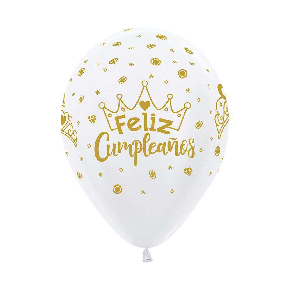 Set de globos feliz cumpleaños corona